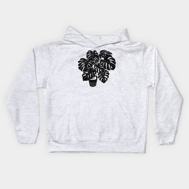 Black & White Plants / Monstera Deliciosa Kids Hoodie by Alisa Galitsyna